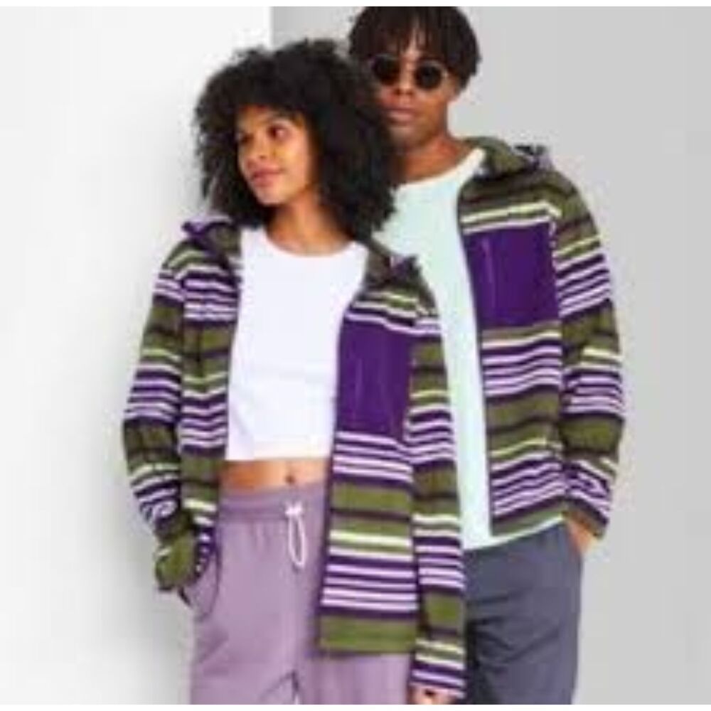 Original Use Striped Full Zip Fleece Hoodie XXL